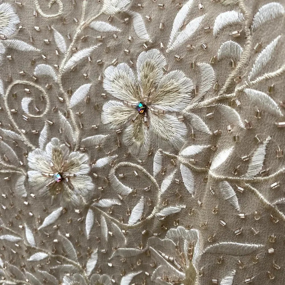 Montage Collection by Mon Cheri Champagne Sleeveless Beaded Midi Cocktail Dress - Picture 4 of 9